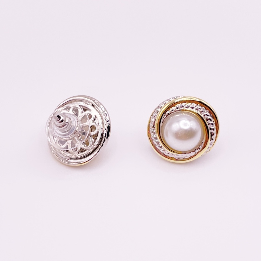 Elegant Silver and Gold Pearl Earrings